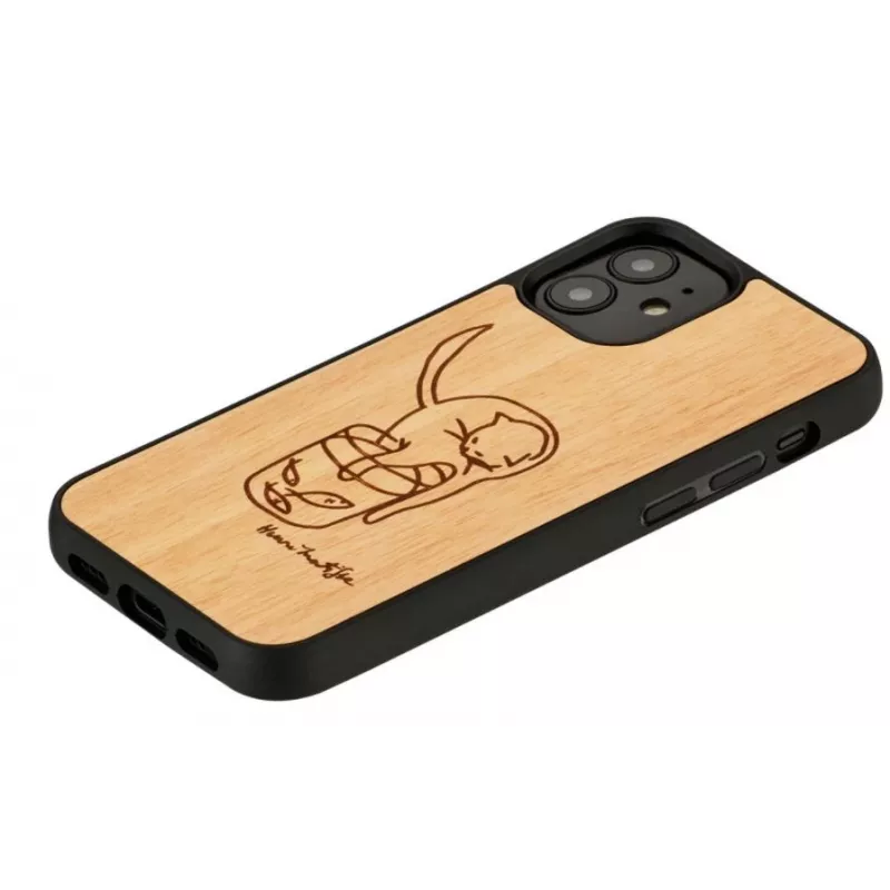 Etui na telefon man and wood do iPhone 12 mini — nadruk kota z czerwoną rybką