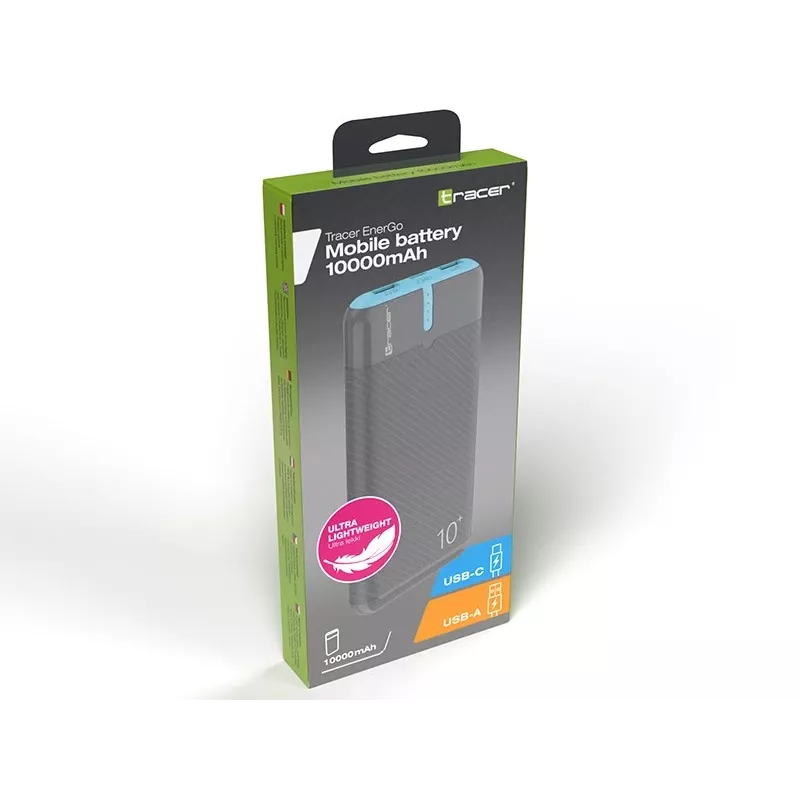 PowerBank EnerGo 10000mAh szaro-niebieski