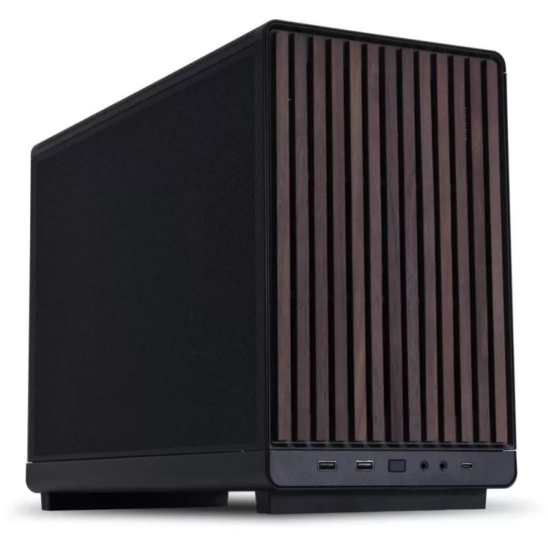 Obudowa PC Lian Li A3-mATX Micro Tower — Micro-ITX/Micro-ATX, Wood & Czarny, obsługa zasilaczy ATX/SFX/SFX-L