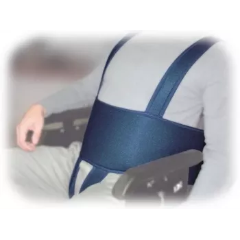 Pas stabilizujący do wózka inwalidzkiego Aston Secubac IV 681022 — tekstylny, zapinany na rzep, długość 150 cm, szerokość 20 cm, niebieski