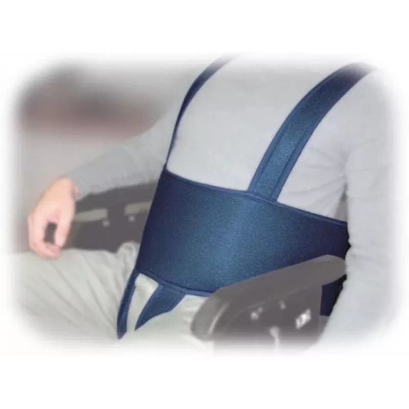 Pas stabilizujący do wózka inwalidzkiego Aston Secubac IV 681022 — tekstylny, zapinany na rzep, długość 150 cm, szerokość 20 cm, niebieski