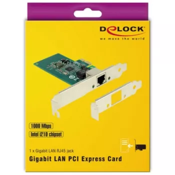 DeLock Karta PCI Express > 1 x Gigabit LAN - Karta sieciowa - PCIe 2.1 Low-Profile - Gigabit Ethernet