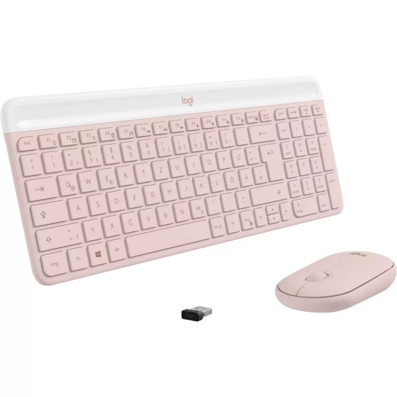 Logitech Slim Wireless Combo MK470 - Zestaw klawiatury i myszy - Bezprzewodowy - 2,4 GHz - QWERTY - różowy (920-011314)