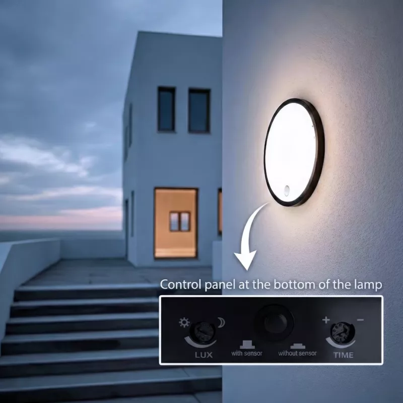 Lampa LED z czujnikiem PIR MACLEAN MCE525 B — zewnętrzna lampa ścienna, aktywowana ruchem przez LED