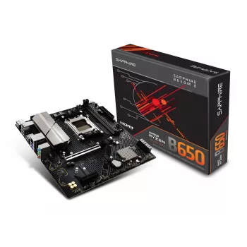 Płyta główna Sapphire B650M-E (AMD B650) micro ATX, Socket AM5, DDR5, 2x DIMM, 96 GB, 2x M.2 (PCIe5/4), 4x SATA III, 2.5Gb LAN