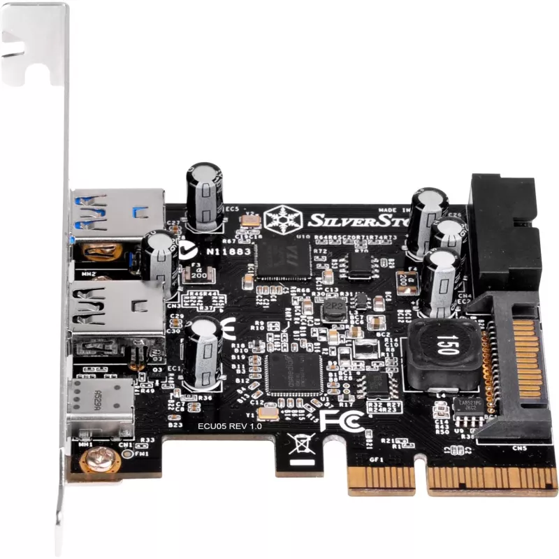 SilverStone ECU05 - adapter USB - PCIe 2,0 x2 niskoprofilowy - USB 3,1 typu C x 1 + USB3.0 x 2 + USB3.0 (wewnętrzne) x 2 (SST-ECU05)