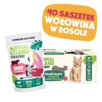 ANIMAL ISLAND wołowina w bulionie karma dla kota monopak 40x85g