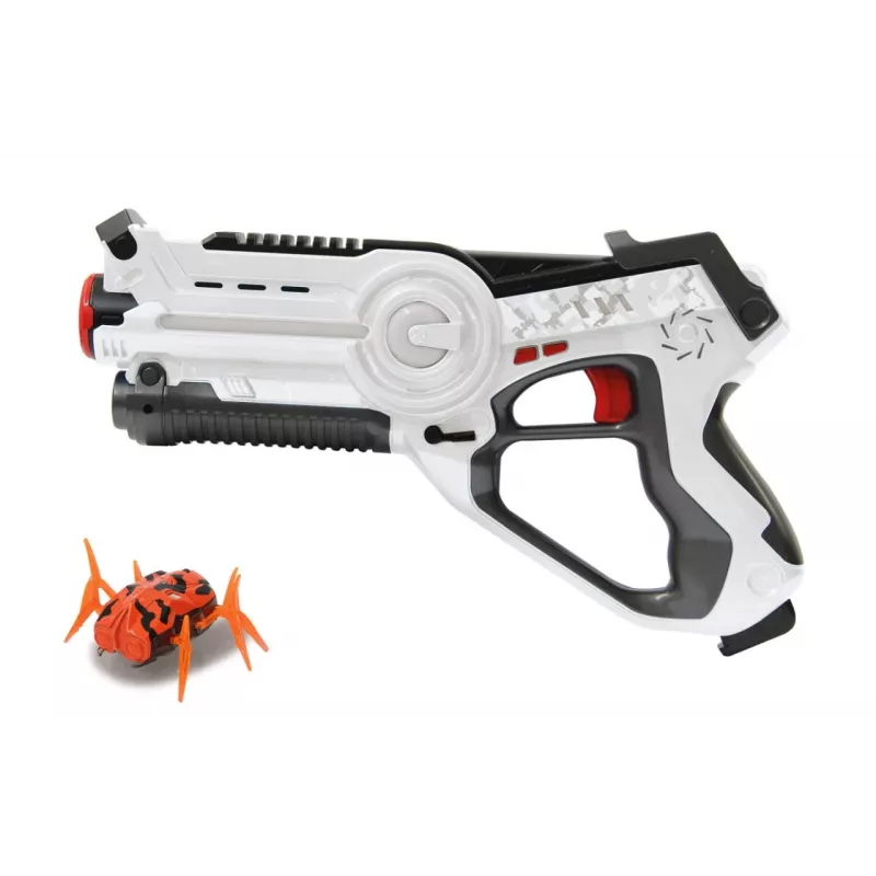 Jamara 410065 Impulse Laser Bug Hunt Set, zabawkowy pistolet laserowy z celem, biały/pomarańczowy