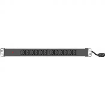 Tecline 19in PDU 12x gniazd IEC13 w obudowie aluminiowej 1U, kabel 3x 1,5mm 2,5m, RAL 9005 czarny (808902)