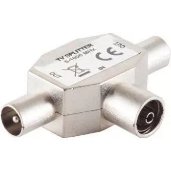 T-łącznik ShiverPeaks 83110 — adapter 2× wtyk na 1× gniazdo do złączy koncentrycznych antenowych