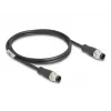 Kabel sieciowy DeLOCK M12 A-kodowany 8 pin męski na męski Cat5e 1 m Czarny
