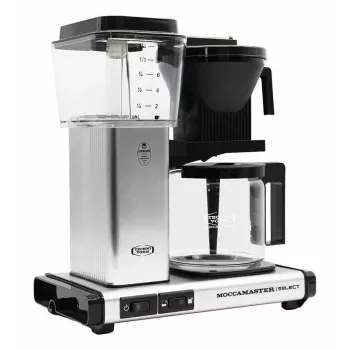 Ekspres przelewowy MOCCAMASTER KBG 741 — zbiornik na wodę 1,25 l, dzbanek na 10 filiżanek, 1520 W, stal nierdzewna/czarny