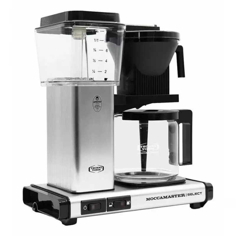 Ekspres przelewowy MOCCAMASTER KBG 741 — zbiornik na wodę 1,25 l, dzbanek na 10 filiżanek, 1520 W, stal nierdzewna/czarny