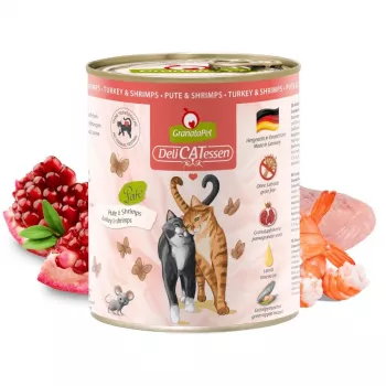 Mokra karma dla kota Fox4Pets GRANATAPET DeliCATessen indyk i krewetki, bezzbożowa, 800 g, karma pełnoporcjowa dla dorosłych kotów
