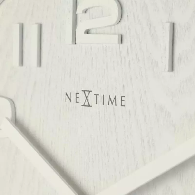 NeXtime 3096WI - Zegar ścienny - kwarcowy - okrągły - biały - drewno - drewno