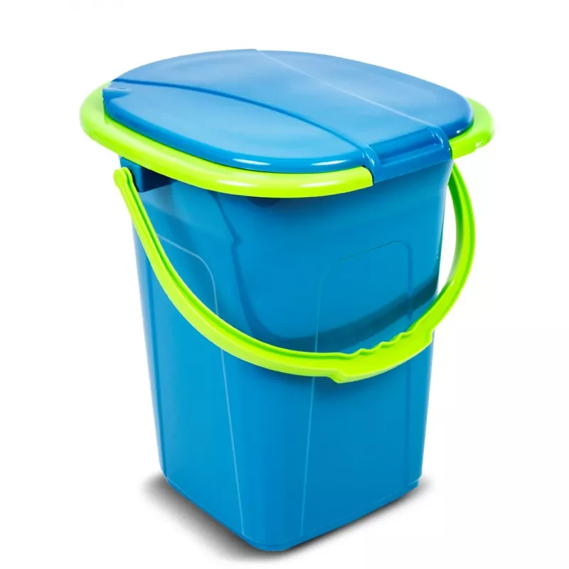 GreenBlue GB320BL Przenośna toaleta turystyczna z wiadrem, siedziskiem, uchwytem i pokrywą — wytrzymała, stabilna, 19 l