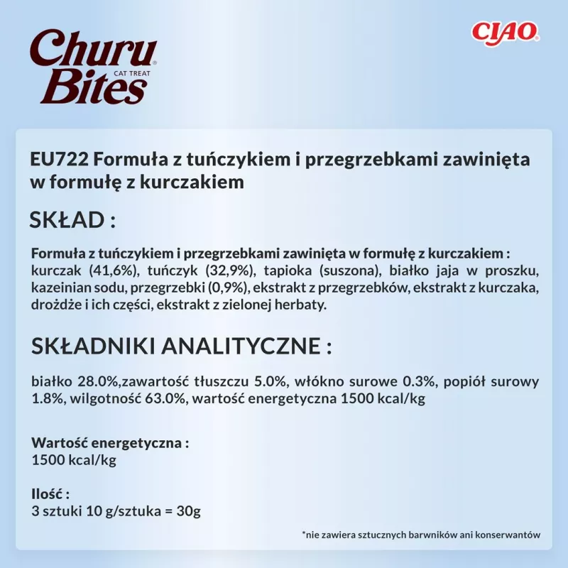 INABA Churu Bites Kurczak z tuńczykiem i przegrzebkami - przysmaki dla kota - 3x10 g