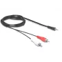 Kabel audio DeLOCK 84000 1.5m 2xRCA 3.5mm Czarny