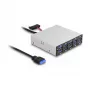 DeLOCK 64208 koncentrator USB z wtykiem pinowym 19 pinów 5000 Mbit/s Czarny Szary