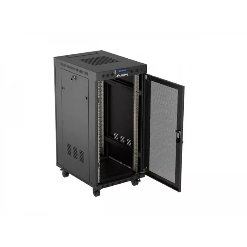 Wolnostojąca szafa rack LANBERG FF01-6824-23BL 24U 600×800 mm IP20 Czarna