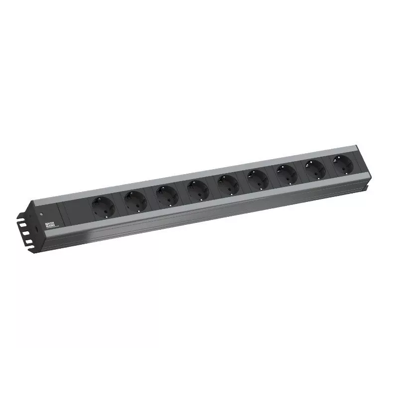 Bachmann 300.001 przedłużacz zasilania 2 m 9 gniazd AC do użytku wewnętrznego Czarny, Szary