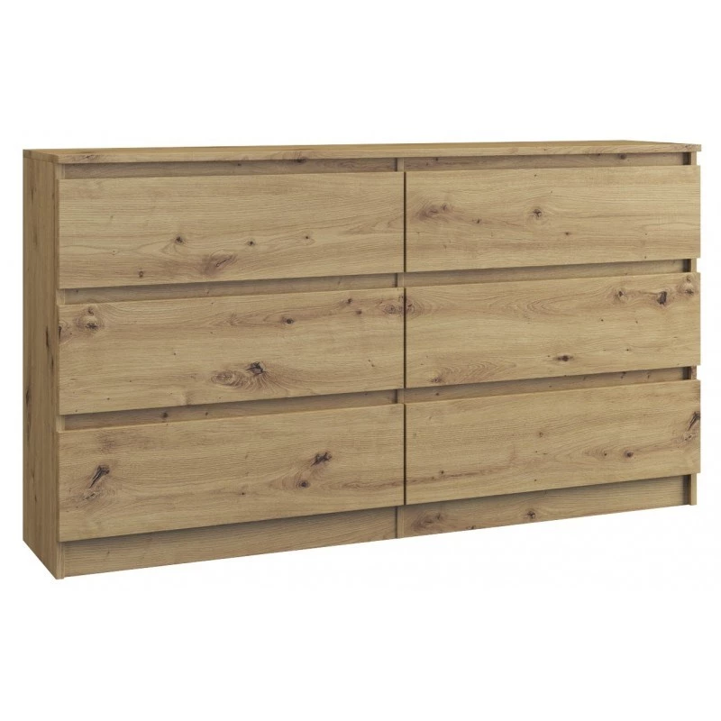 Komoda Topeshop M6 140 ARTISAN Dąb 6 szuflad