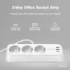 Listwa zasilająca DIGITUS 3-drożna z 2×USB-A i 1×USB-C, 3 gniazda AC typu E/F, kabel 1,5 m, biała