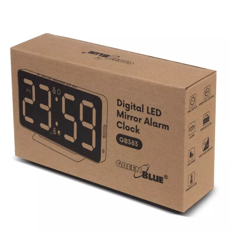 Cyfrowy budzik GreenBlue GB383 z wyświetlaczem LED