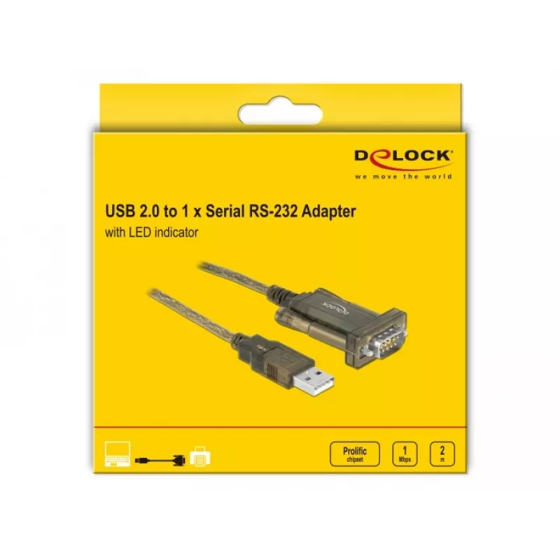 Kabel szeregowy DeLOCK 64073 USB Type-A DB-9 przezroczysty 2 m
