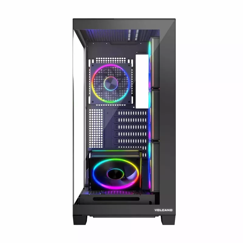 Obudowa PC MODECOM Volcano Stellar 5F ATX Midi Tower, szkło hartowane, 5 fabrycznie zamontowanych wentylatorów, USB‑C, obsługuje microATX/ATX, maks. GPU 420 mm, wysokość chłodzenia CPU 175 mm