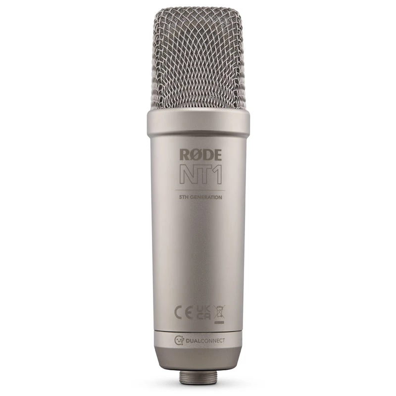 Studyjny mikrofon pojemnościowy RØDE NT1‑A 5th Gen — kardioidalny, XLR/USB, 24/32‑bitowy, do 192 kHz, maks. SPL 142 dB, srebrny