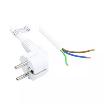 Netzkabel Schutzkontakt-Stecker Typ E+F (CEE 7/7, gewinkelt) an abisolierte Enden, weiß, 0,75 mm², 1,5 m, Good Connections® (P0185-W015)