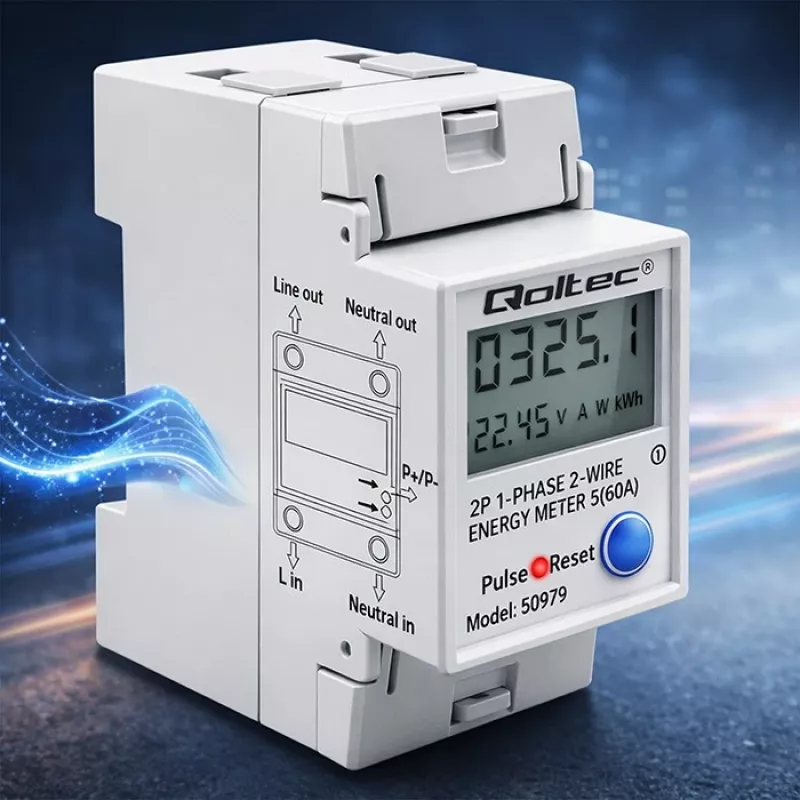 Licznik energii QOLTEC Jednofazowy na szynę DIN 230V (MPN 50979)