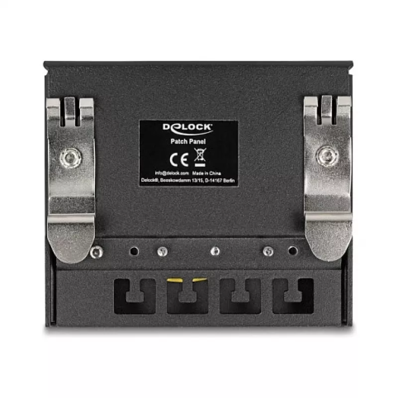Patch panel DELOCK Mini Desktop RJ45 4-port Cat.6A ekranowany czarny, metal, 90×22×93 mm