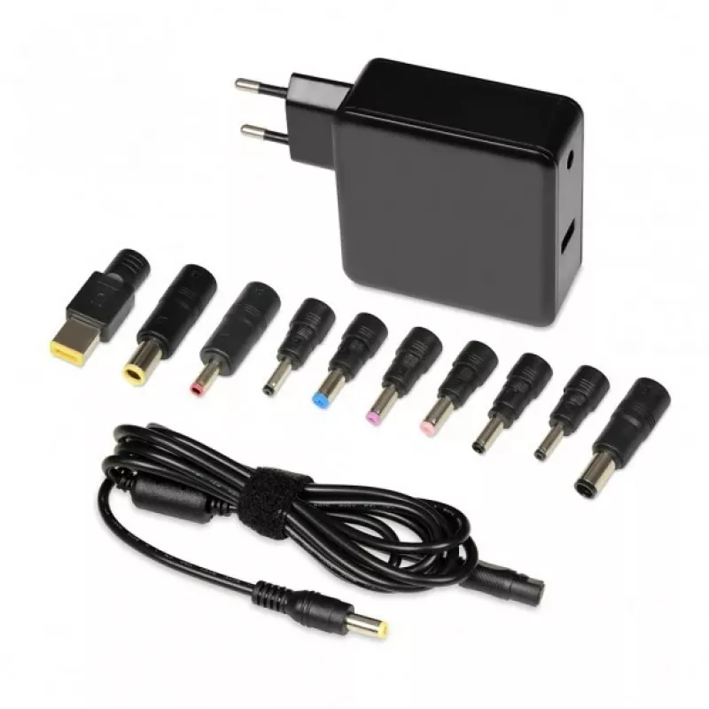 Zasilacz laptopowy IBOX IUZ65WA, AC-DC automatyczny 100–240V → 18.5–20.5V, 65W, 1×USB, czarny