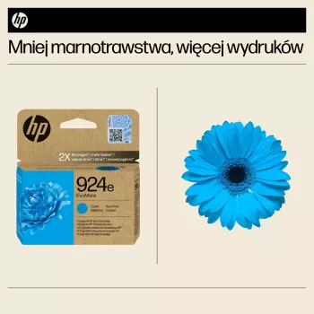 HP 924e EvoMore Cyan Oryginalny wkład atramentowy, wysoka wydajność (XL), cyjan, 1 szt., 800 stron, pojedyncze opakowanie