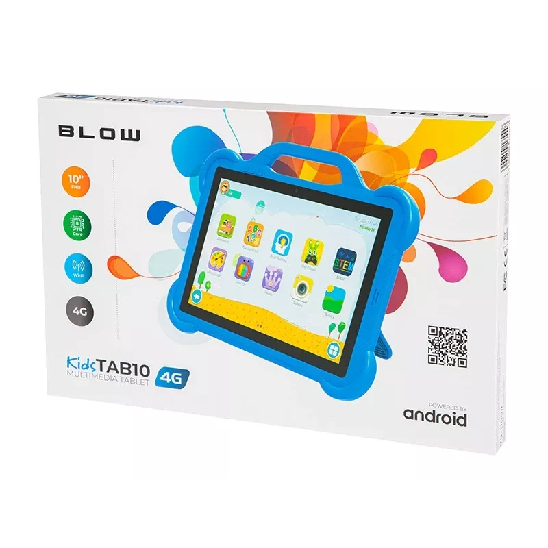 Tablet BLOW KidsTAB10 10,1-calowy pełnowymiarowy tablet, 10,1 cala IPS 1200x1920, Android 12, 4 GB RAM, 64 GB eMCP, 4G (MicroSIM), 6000 mAh, Astral niebieski