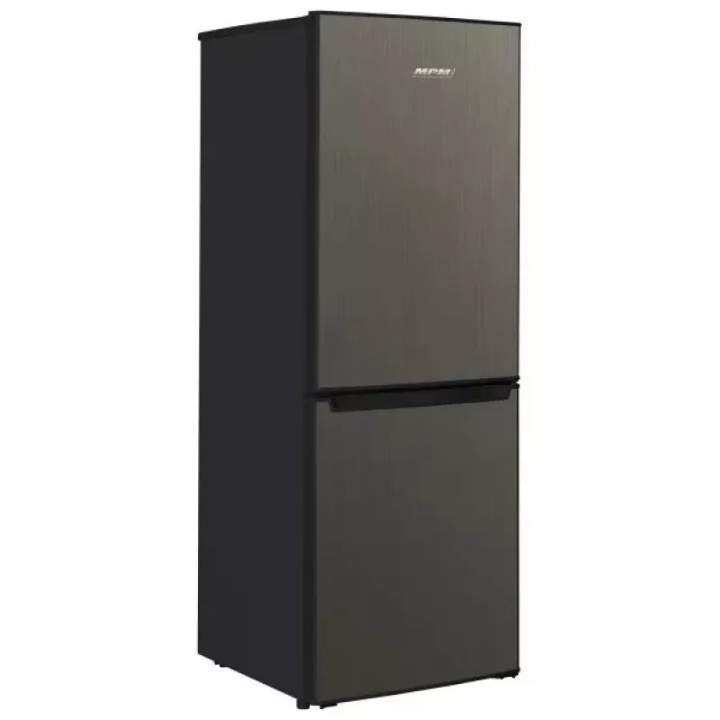 Lodówko-zamrażarka MPM MPM-215-KB-39/E — 215 L, dolny zamrażalnik, ciemny inox, drzwi odwracalne, oświetlenie LED