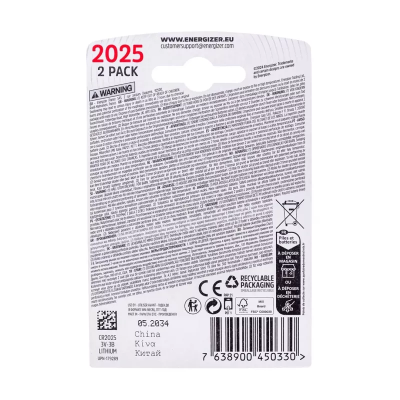 Bateria specjalistyczna ENERGIZER CR2025/2, 3V, ECO