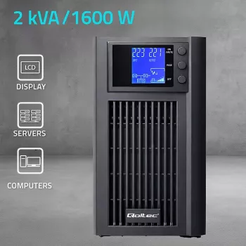 UPS QOLTEC Pure Sine Wave 2kVA 1600W z AVR i wyświetlaczem LCD