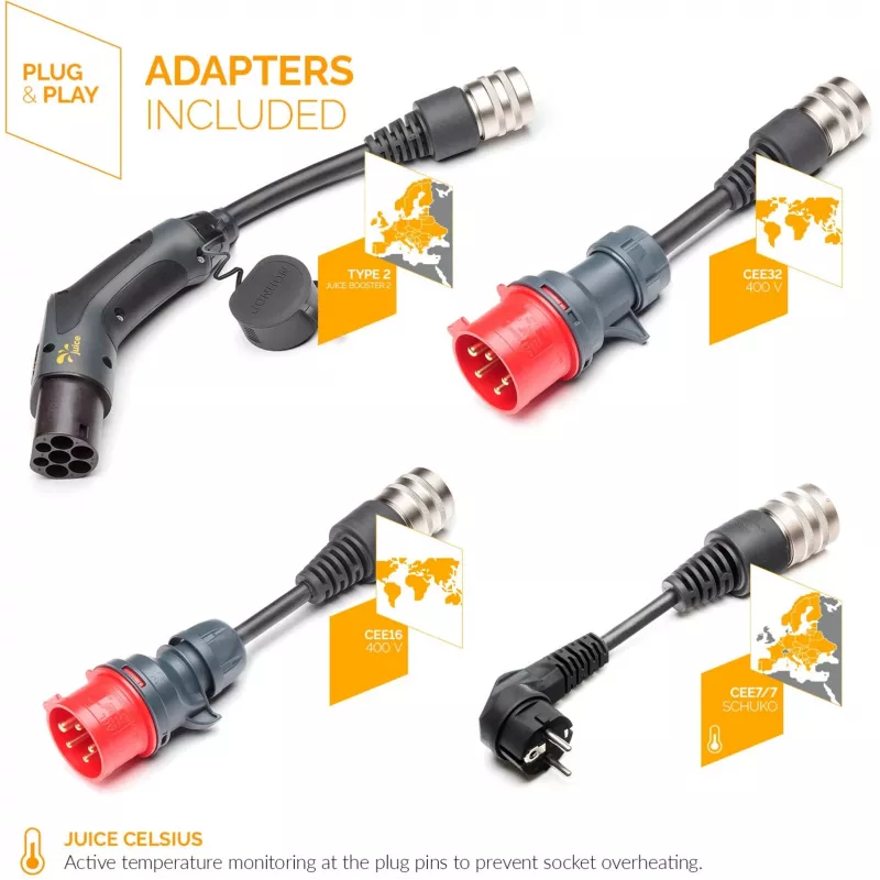 Juice Technology JUICE BOOSTER 2 Traveller Plus EV Set (EU) (antracytowy/czarny, 1,4–22 kW, kabel 3,1 metra)