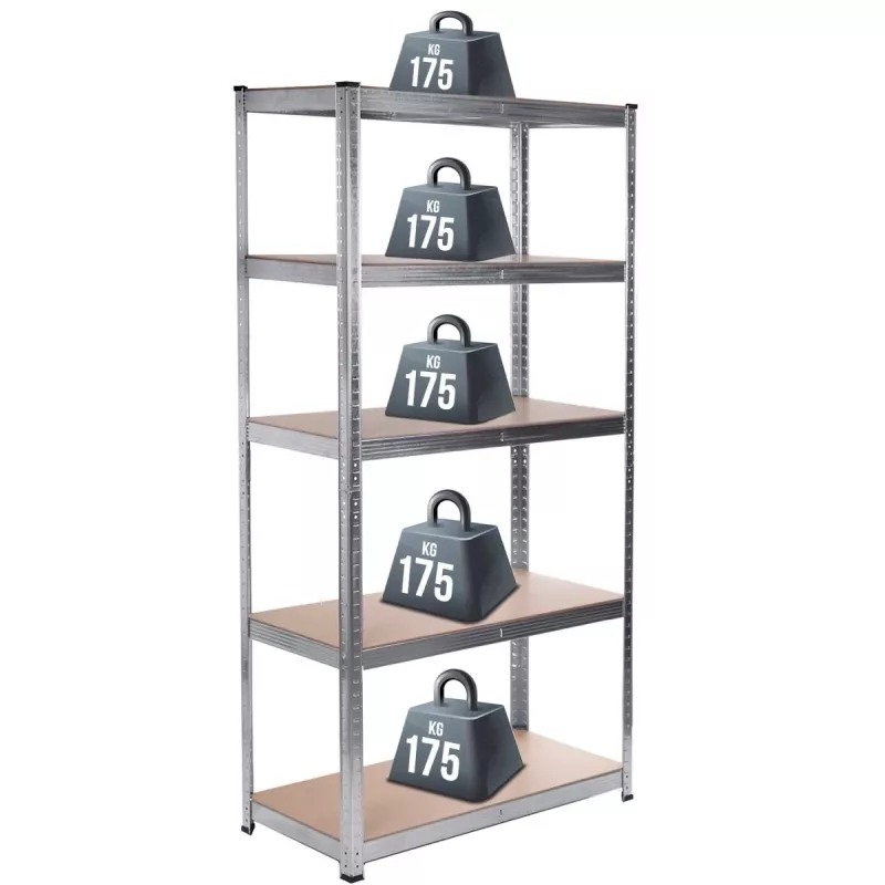 Regał magazynowy GreenBlue GB378 metal ocynkowany 5 półek, stal cynkowana, 900×400 mm, maks. 75 kg na półkę