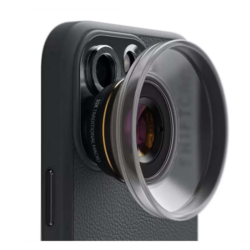 Obiektyw fotograficzny ShiftCam LU-MC-025-23-EF — obiektyw makro 25x, mocowanie M12, aluminium/szkło, 34,8 mm, 36,6 g, czarny/złoty