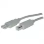 Kabel adaptera USB 2.0 A > B (ST-ST) 3m Szary