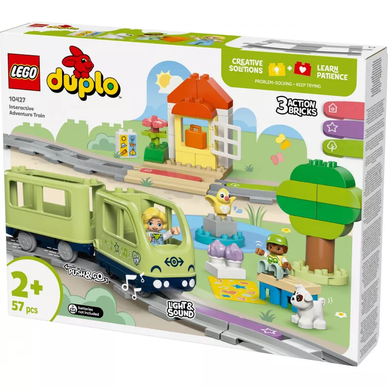 Zestaw kolejowy LEGO DUPLO Interaktywna Kolej Przygód 10427, 57 elementów, 2 figurki DUPLO, dla dzieci od 2 lat