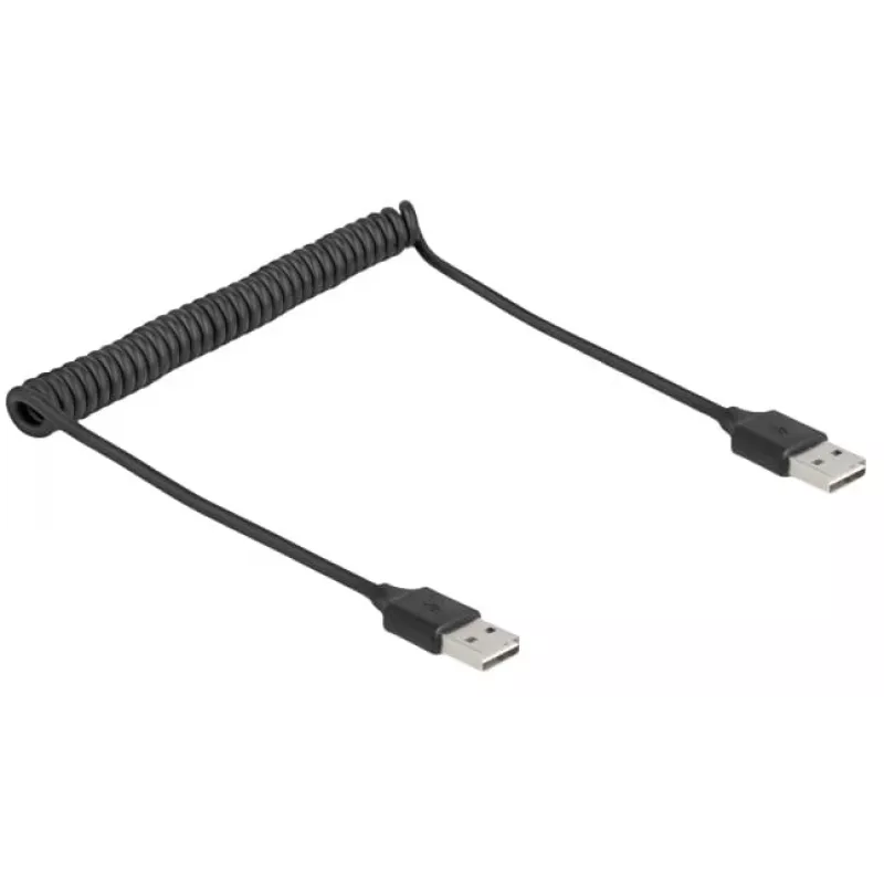 Kabel spiralny DeLOCK EASY-USB 2.0 Typ-A męski na Typ-A męski 0,5m do 0,8m czarny