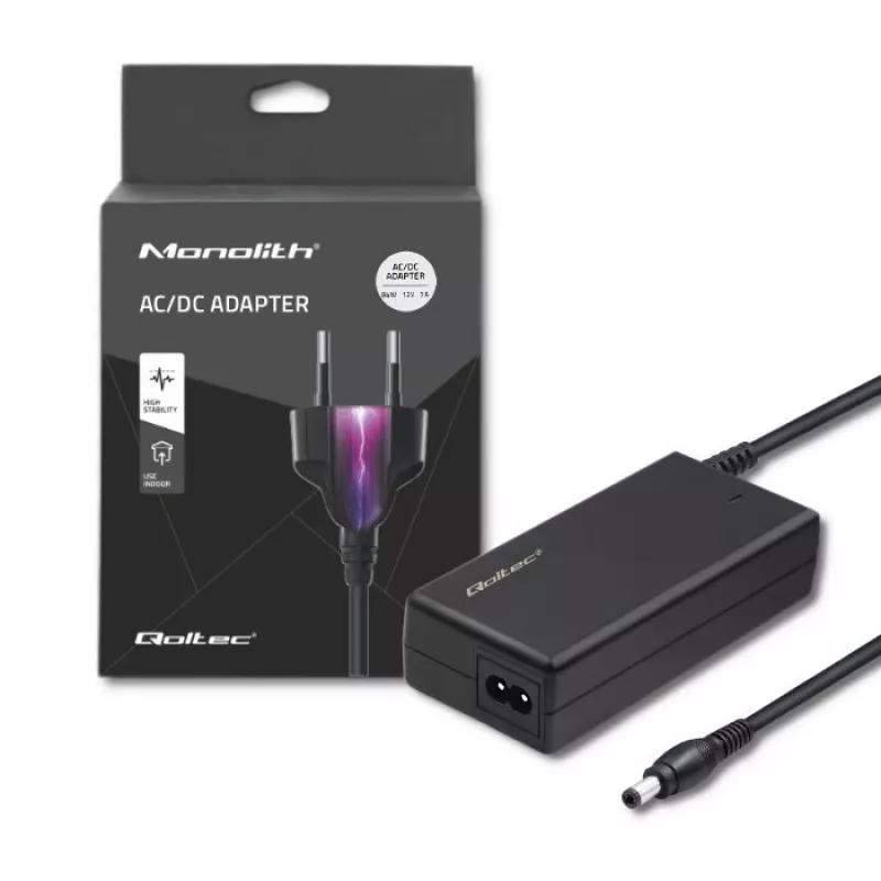 Qoltec 84W Zasilacz sieciowy | 12V | 7A | 5.5*2.5 | +przewód zasilający