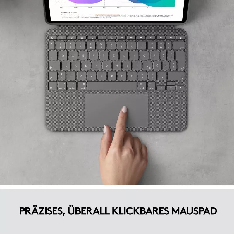Etui z klawiaturą Combo Touch US iPad Pro 11 1,2,3 Gen szary