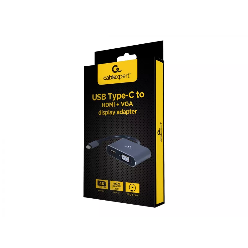 Adapter graficzny USB Cablexpert A-USB3C-HDMIVGA-01 Szary