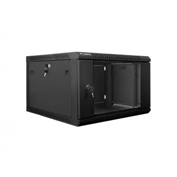 Szafa rackowa instalacyjna naścienna Lanberg 19'' 6U 600x600mm czarna (szklane drzwi)